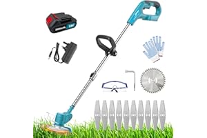 MAENGRE Cordless Strimmer String Grass Trimmer, 18V Compatible with Makita DUR181Z, Lightweight with 10xMetal Blades and 1xSaw Blade, 1 x 3000mAh Batteries and Charger (1 battery)