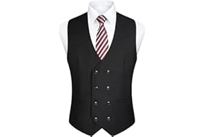 Enlision Chaleco de hombre de Doble Botonadura con Cuello en V Slim Fit Traje Chaleco Casual Formal Business Vestido Chaleco