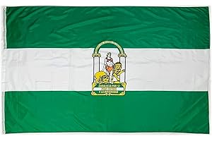 PANDIUI23 Bandera XL de Andalucía para Exterior, 225x150 cm, Balcón Reforzado con 2 Ojales Metálicos (Andalucía, 225x150CM)