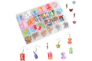 Getyjoe Ensemble Pendentif Ours Papillon 152 pièces Pendentif Résine en Forme D'ours Pendentif en Forme de Papillon et Ours Charms Butterfly Bubble Tea Pendentif Keychain Gummy Bear Boucles D'oreilles