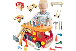 Konoz Banco da Lavoro per Bambini, Giochi Montessori Bambini 3 Anni, Giochi Bambini 3 Anni, Giochi in Legno per Bambini di 3 4 5 Anni per Ragazzi