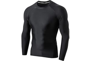 LAFROI Maglietta a Maniche Lunghe da Uomo UPF 50+, Compressione, BJJ, Nuoto, Rashguard