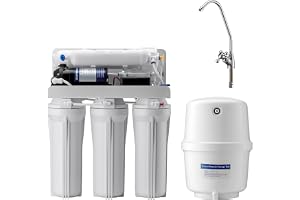 Naturewater 5 stegs omvänd osmos 180 l/dag mit med tryckpump och manuell ventil, RO osmossystem för rent dricksvatten