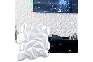 Art3d Panneau mural en PVC 3D diamanté assorti, blanc mat, pour décoration intérieure résidentielle et commerciale