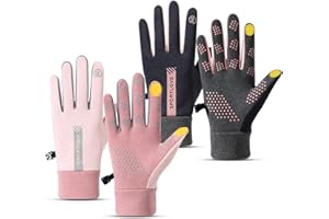 GLGHMH 2 Pairs Winter Thin Thermal Gloves Waterproof Finger Touch Screen Non-Slip Cold Resistant Gloves Windproof Warm Winter Running Gloves for Womens Outdoor Sports,Cycling,Driving,Hiking