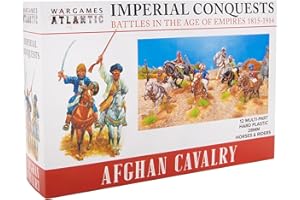 Wargames Atlantic Imperial Conquests - Caballería afgana - 12 figuras multipartes de plástico duro (poliéster de alto impacto) de 28 mm, fabricada en los Estados Unidos, color gris