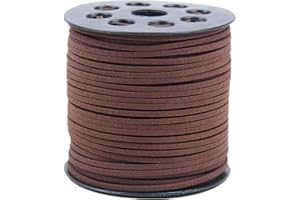 YdseozOA Cordón de piel de ante sintético de 2,7 mm, 90 m, para hacer pulseras, collares, joyas, manualidades, caja de regalo (marrón oscuro)