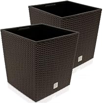 Blumentopf Quadratisch 22,5x22,5x42 Cm | 16,3 Liter, Dunkelbraun | Aus Kunststoff Für Drinnen & Draußen