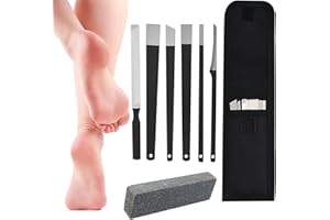 Xerteam Kit di Coltelli Professionali per Pedicure, 7 Pezzi di Coltelli per Pedicure in Acciaio Inox con Mola e Borsa di Stoccaggio, Kit di Strumenti per Pedicure