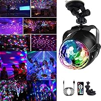Yizhet LED Discokugel USB Wiederaufladbar Partylicht 7 Farbe RGB 360° Drehbares Partylicht mit Fernbedienung mit 3M USB…