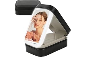 GDWD Trousse de maquillage avec miroir lumineux, trousse de maquillage avec miroir, 3 couleurs LED, organiseur de voyage portable avec séparateurs, Noir , Trousse de toilette avec miroir