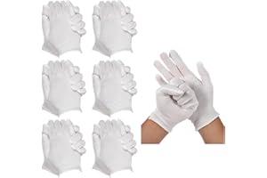 PEOVLVN 6 par bawełnianych rękawiczek nawilżających na atopowe zapalenie skóry, białe bawełniane rękawiczki do osuszania rąk, na noc, przed snem, gojenie się suchej skóry