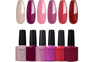 Elite99 Gel Nail Polish - 6 Colours Gel Polish Set, Pink Red Nail Gel Polish Nail Polish Set UV Gel Polishes Nail Polish Soak off UV LED Gel Long Lasting DIY Home Salon