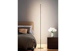 EDISHINE Lampada da Terra LED, 19W Piantana Nera Dimmerabile, Lampada da Lettura Moderna con Interruttore a Pedale, Bianco Caldo 3000K, Colonna per Soggiorno, Camera da Letto, Sala Giochi