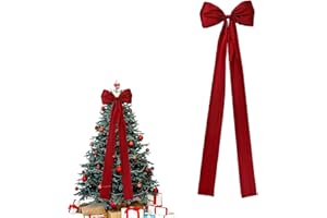 Vulaop Lazo de Navidad rojo de 120 cm – lazo de terciopelo para decoración de árbol de Navidad, decoración de árbol de Navidad, decoración de lujo para corona/ventana/decoración del hogar/rojo vino (1