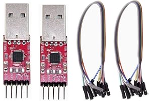 A-DIGISHUO 2pcs CP2102-integrated USB 2.0 to TTL UART serial converter module complete with a 5-pin STC PRGMR port and Dupont wire for straightforward connectivity