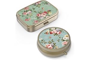 HION Pillendose Pillendose mit Spiegel Retro Kleine Pillendose für Geldbörse oder Tasche Bronze Pillendose oder Vitamine, Fischöl, Nahrungsergänzungsmittel, Pillen enthalten Reisegeschenke (2 STÜCKE)