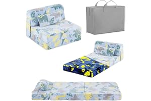 SESHINELL Kids Sofa Bed, Convertible Toddler Chair Bed, Glow in the Dark Folding Couch for Playroom, Bedroom or Living Room, Fold Up Modular Floor Futon Mattress Sofa for Boys & Girls