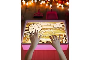 ATMINI Peinture au Sable Bac à Lumière Pour Enfants 4 Paquets de Sable Naturel, Plateau de Sable Ensemble Pour Enfants de Jouets Sensoriels de Sable à Partir de 3 Ans