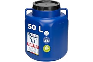 Garronda 50 litros Barril Cuadrado BPA-Libre y Barril para Piensos Boca Ancha Depósito de Agua con Tapa para Sauerkraut y Salmuera para Carne tonel para Agua de Lluvia GD-0088, Azul