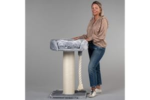 RHRQuality Arbre XXL geant - Chartreux - griffoir pour Gros Chats Maine Coon Solide à Grande Taille Original Design Moderne de Luxe Adulte (Gris Clair)