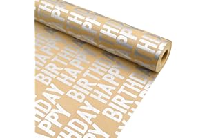 43cm*12m Silver Birthday Wrapping Paper Roll,Topeedy ECO Gift Wrap Paper Perfect for Packing Birthday Present for Man and Woman -silver