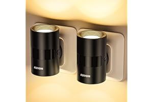 AUVON Night Light Plug in Wall, 2 Pack LED Motion Sensor Night Light with 1-100LM Adjustable Brightness Warm White, Rotatable Motion Light Indoor with Dusk to Dawn Sensor for Bedroom, Hallway, Stairs