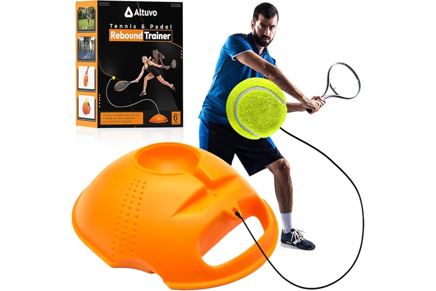 Altuvo 3pc Tennis Trainer Rebound Ball Set – A Tennis Practice Device with Elastic Cord and All Surface Anti Slip Base - Ball Rebounder Training Equipment Outdoor Games for Adults and Kids