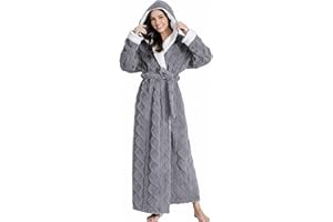 PUTUO Robe de Chambre Femme Polaire: Peignoir de Bain Femme Tres Longue Hiver Chaud Peignoir avec Capuche