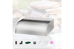 LONGRUNNEW Fontaine De Piscine, Cascade Bassin Exterieur en Acier Inoxydable 30cm De Long, Lame D’Eau Largeur 31cm, Cascade Piscine Hors Sol avec Accessoires pour La Décoration D'étang, Patio,Jardin