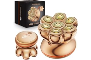 ‎MAXGROOM 7D PRO Glatzen Rasierer Herren,MAXGROOM IPX6 Wasserdicht Kopfrasierer Glatze mit Magnetische Schwebender Kopf,1400mAh Akku Kopf Rasierer Herren,8800RPM Gold Head Shaver Men,Typ-c 0 mm Glatzenrasierer