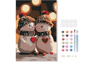 Jawecci Netter Schneemann Malen nach Zahlen mit Rahmen für Kinder ab 8-12 Jahren, DIY Malen Nach Zahlen Weihnachten, Kreativset für Erwachsene Mädchen Home Décor 20x30cm