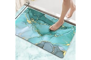 DEXI Mata łazienkowa 43 x 80 cm, bardzo chłonna i antypoślizgowa mata łazienkowa, szybkoschnąca, pod prysznic, wannę, umywalka, turkusowa zieleń