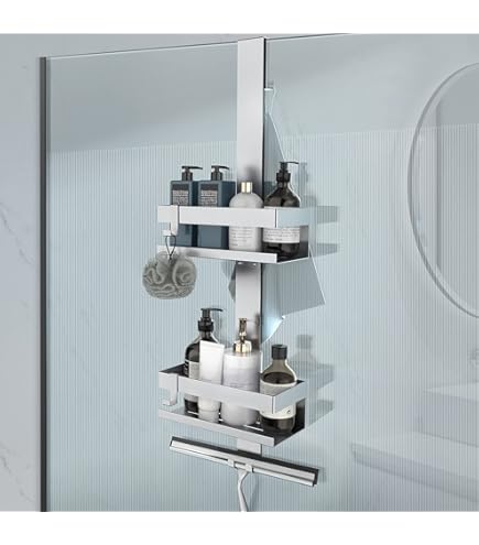 Mensola Doccia Senza Foratura JOCKCARAS - 2 Cesti In Acciaio Inox Per Shampoo, Ganci Per Vetro - Foto 7