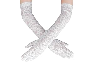 YOLEV Long Lace Gloves Floral Elbow Gloves for Women Wedding Party 1920s Lace Opera Glove for Dinner Parties Wedding Bridal Dance Cosplay Halloween