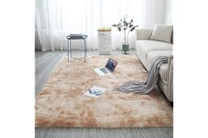 Aujelly Soft Area Rug Schlafzimmer Shaggy Teppich Zottige Teppiche Flauschige Bunte Batik-Teppiche Carpet Neu Khaki 200 x 300 cm