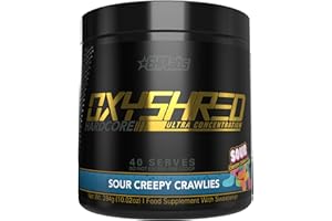 EHP LABS EHPlabs OxyShred Hardcore Thermogenic Pre Workout Powder for Shredding - Pre Workout Powder with L Glutamine & Acetyl L Carnitine, Energy Boost Drink, Mood Booster - Sour Crawlies, 40 Servings