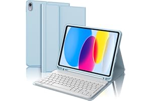 WINCHKING Tastiera per iPad A16 11/10 Generazione (2025/2022), Cover con Tastiera per iPad 11 Gen 11 Pollici/10 Gen 10.9 Pollici, Bluetooth Magnetica QWERTY Keyboard, Custodia con Portapenna, Azzurro