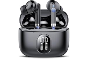 QXQ Ecouteurs Bluetooth Sans Fil, Écouteurs Bluetooth 5.3 avec HiFi Basses Immersives, 40H Ecouteurs Sans Fil, Oreillette Bluetooth avec 4 ENC Mic, Casque Bluetooth IP7 Étanche, Conception Portative, Noir