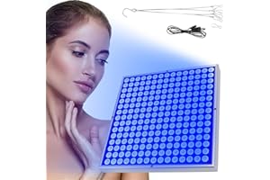 OUGPIU Lampe de bronzage pour la maison, lampe solaire pour le visage et le corps 45 W avec anneau de suspension et bandeau pour les yeux, lampe de thérapie bleue 460 nm avec 225 LED, machine autobronzante