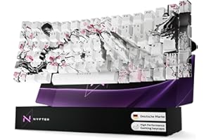 ‎NYFTER Nyfter - Premium Sakura Keycaps ISO 60% und 75% Custom Keycabs ISO Layout für Mechanische Tastaturen (Sakura White, 75%)