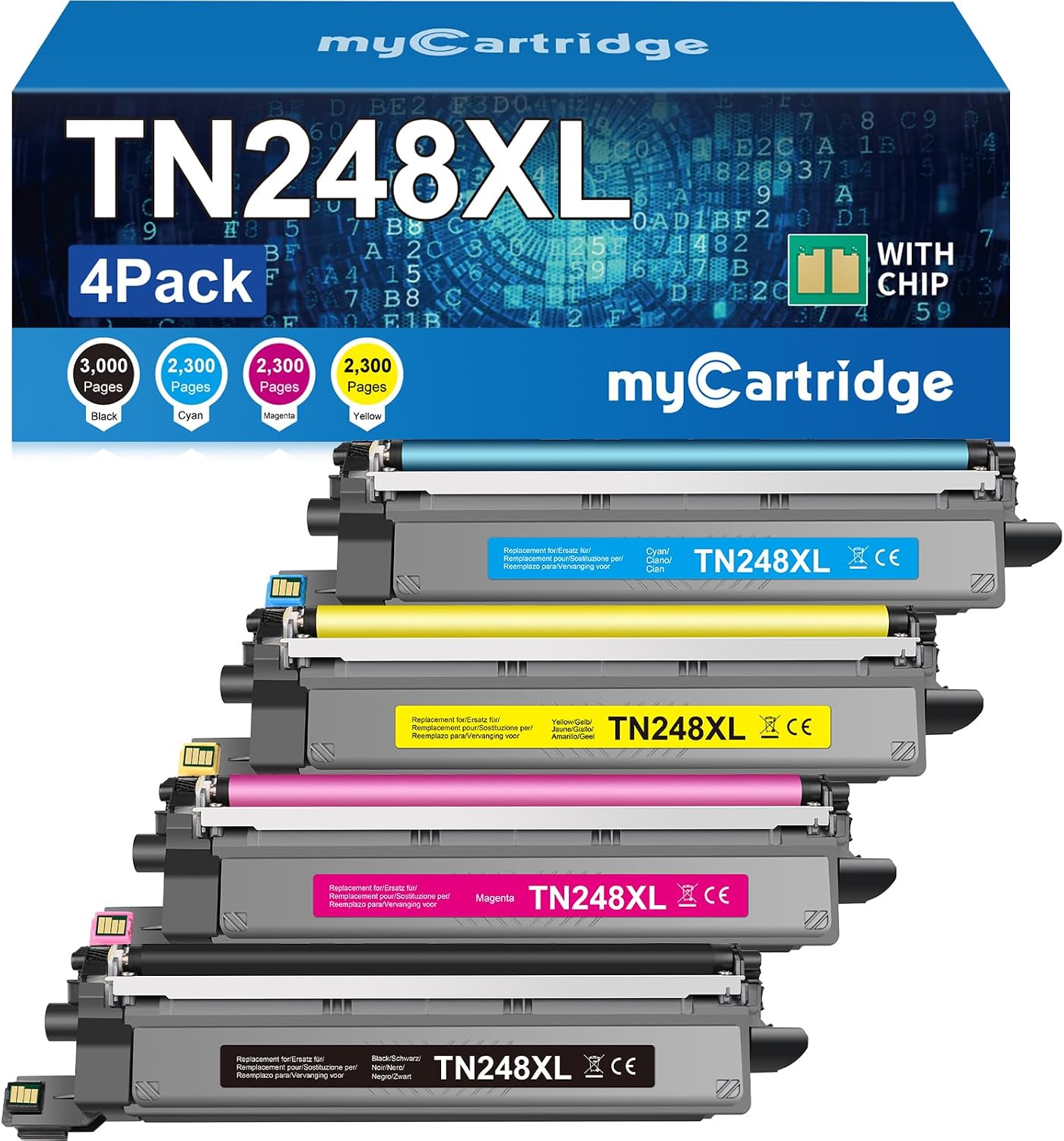 myCartridge TN248XL TN248 Toner TN-248CMYK TN-248VAL Compatible para Brother MFC-L3760CDW Toner para DCP-L3560CDW HL-L3240CDW HL-L3220CW para Brother TN248VAL TN248XL TN-248 4-Pack
