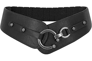 WERFORU Ceinture Large Vintage pour Femme - Ceinture Élastique avec Fermoir à Crochet en Alliage pour Robes