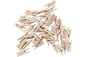 BESMRPG 100 Stück Kleine Holzklammern,Deko Klammern,Mini Wäscheklammern,Kleine Stecknadeln,Gross Holzklammer Fotoseil,Sicherheitsnadeln,Holzwäscheklammer für Fotos,Fotowand,Postkarten,Briefen,Basteln,DIY