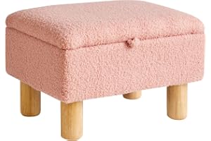 Aibiju Liten fotpall med förvaring, falsk teddypäls stoppad ottoman puffepall, soffa fotstöd byte skopall för vardagsrum och