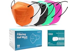 ‎TAYOGO Tayogo 50 FFP2 Schwarz Stück Maske Atemschutzmaske Staubschutzmasken hygienisch einzelverpackt Mundschutzmaske Respirator Mask Masken 5-Lagen (50 bunt)