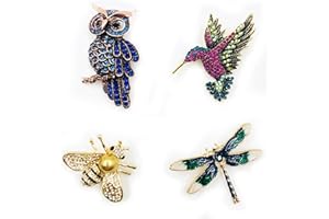 FLOATDREAM Conjunto de broches para mujer, animales, broche de cristal, broches de broche de perlas de hoja vintage para decoración de ropa