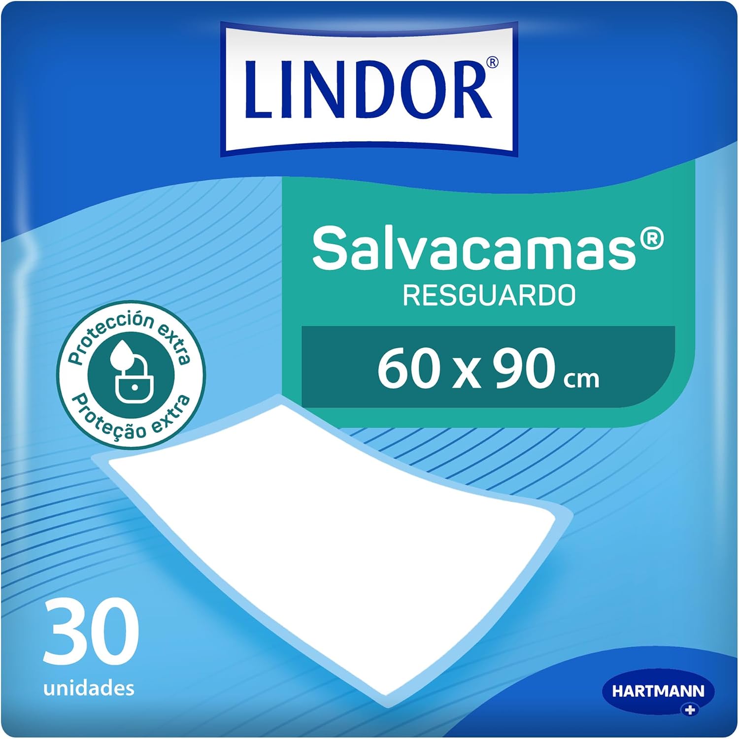 LINDOR, Empapadores de Cama 60x90, Salvacamas para Adultos, Protector de Camas, Sillas y Sillones, Desechables, Alta Absorción y Fragancia a Jazmín, 30 Unidades