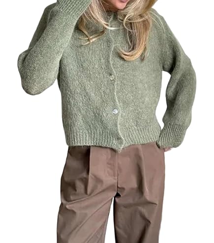 Damen Strickjacke Elegant - Leichter Kaschmir Cardigan Mit Knöpfen, Kurz & Casual