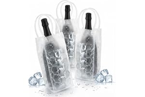 HI FINE CARE Set di 3 Sacchetti per Bottiglie di Vino – Raffreddamento Istantaneo e Mantiene la Tua Bevanda Fredda – Mantiene il Freddo e la Frescura – Champagne e Vino
